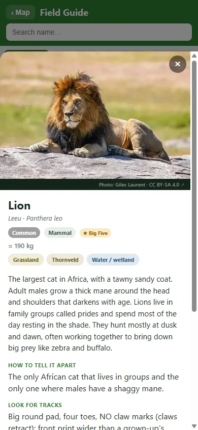 Field guide to 360+ animals